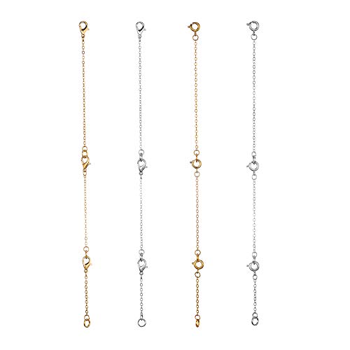 Softones 12-18Pcs Ankle Bracelets Extenders-Extension for Womens Jewelry(1 2 3 Inch),with Lobster Clasp and O-Clasp from Gold Silver Rose Gold - color: A:6-Lobster clasp 6-O-clasp