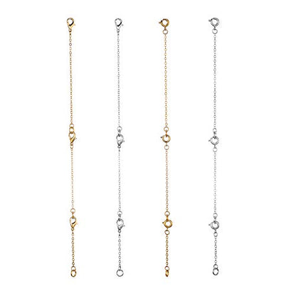 Softones 12-18Pcs Ankle Bracelets Extenders-Extension for Womens Jewelry(1 2 3 Inch),with Lobster Clasp and O-Clasp from Gold Silver Rose Gold - color: A:6-Lobster clasp 6-O-clasp