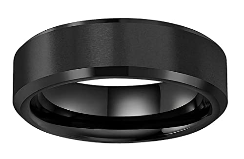 CROWNAL 3mm 5mm 7mm 9mm Tungsten Rings for Men Women Black/Silver/Gunmetal/Gold Beveled Polished Edges Matte Finish Comfort Fit 4-17 - color: Black 7mm