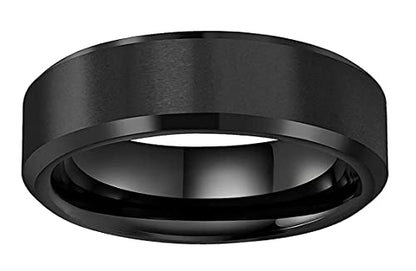 CROWNAL 3mm 5mm 7mm 9mm Tungsten Rings for Men Women Black/Silver/Gunmetal/Gold Beveled Polished Edges Matte Finish Comfort Fit 4-17 - color: Black 7mm