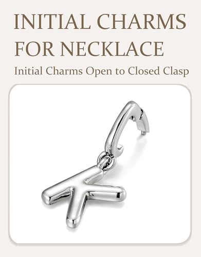 OVRUNS Initial Charm for Women,Letter Bracelet Necklace Charms Alphabet Pendant Charms With Clasp - color: Silver, style: Letter K