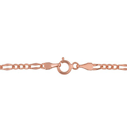 Kooljewelry 14k Rose Gold Figaro Link Chain Anklet (2.3 mm, 10 inch)