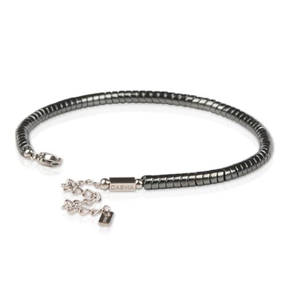 Men's Premium Hematite Snake Bone Adjustable Bracelet Gift for Him | Handmade polished stainless steel fittings durable steel wire flexible fit lightweight, suitable for casual and business wear