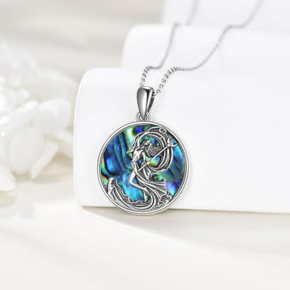 YFN Andromeda Goddess Necklace 925 Sterling Silver Abalone Shell Crescent Moon Witch Pendant Andromeda Jewelry for Women