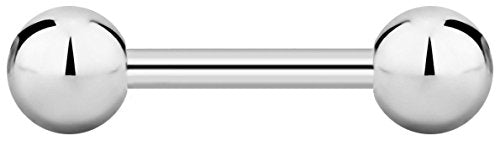 Forbidden Body Jewelry nipple barbell, nipple bars, silver nipplerings piercing Surgical Steel 8g - 18g Straight Barbell Body Jewelry (Sold Individually) - style: 12G 12mm (1/2") 6mm Balls