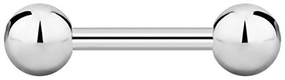 Forbidden Body Jewelry nipple barbell, nipple bars, silver nipplerings piercing Surgical Steel 8g - 18g Straight Barbell Body Jewelry (Sold Individually) - style: 12G 12mm (1/2") 6mm Balls
