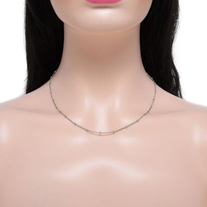 Adabele 304 Surgical Stainless Steel Satellite Bead Station Chain Necklace Cable/Curb 18 20 22 Inch Non Tarnish Waterproof Women Jewelry - size: 18 Inch - 5pcs, style: 1.4mm curb chain