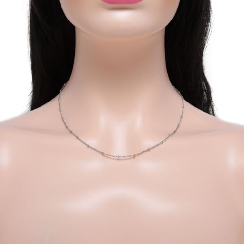 Adabele 304 Surgical Stainless Steel Satellite Bead Station Chain Necklace Cable/Curb 18 20 22 Inch Non Tarnish Waterproof Women Jewelry - size: 22 Inch - 10pcs, style: 1.4mm curb chain
