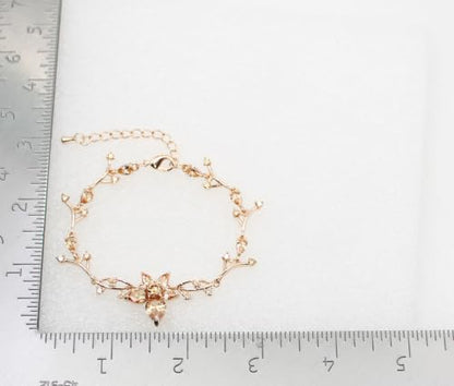 Faship Gorgeous CZ Crystal Floral Necklace Earrings Set - color: Champagne / Matching Bracelet