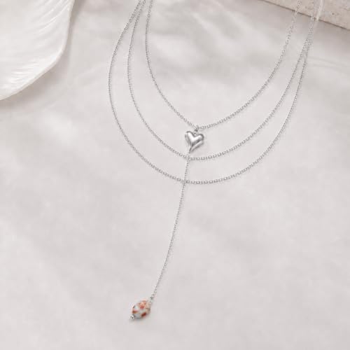 Mchic Gold Necklace for Women Dainty Long Lariat Necklace 18K Gold/Silver Plated Y-Shaped Pendant Necklaces Minimalist Layered Drop Necklaces Trendy Jewelry Gift - color: Silver2