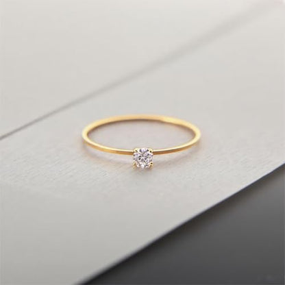 Women Stainless Steel Solitaire Stackable Ring Non Tarnish - color: 1mmGold + Silver + Rose Gold, size: 9