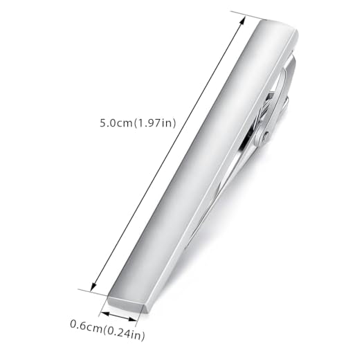 HONEY BEAR 5cm/5.4cm/6cm Mens Tie Clip Bar for Normal Size Steel Business Wedding Gift 1.97"/2.12"/2.36" - style: 5cm Mattes Silver