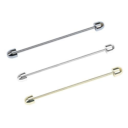 3PCS Men's Classic Brass Shirt Collar Bar Tie Pins Set for Wedding Business with Gift Box - color: Bullet Head