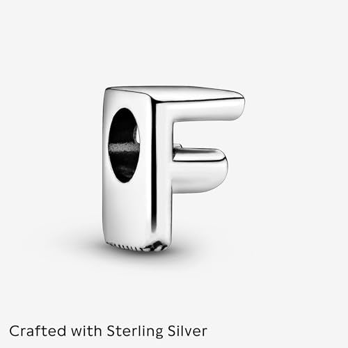 Pandora Alphabet Charm - Compatible Moments - Gift for Her - Made with Sterling Silver - with Gift Box - style: Letter F