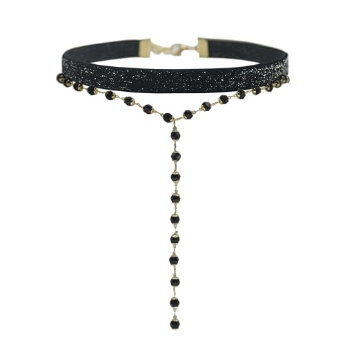 MOMOCAT Lace Choker Necklace for Women Bridal 90s Gothic Tatoo Choker Collar Kawaii Chocker Necklace Flower Ribbon Lolita Accessories - color: black and gold