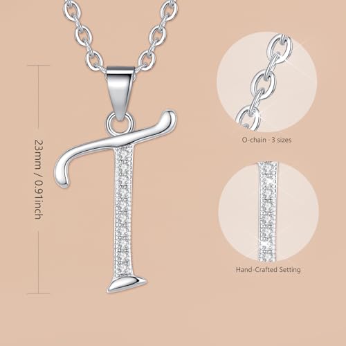 VIKI LYNN Dainty Initial Letter Pendant Necklace for Women | Cubic Zirconia Initial Jewelry, Personalized Letter Necklace, Dainty Women Jewelry, Birthday Gift Idea for Her, Mom and Wife - color: Silver, style: Silver-T