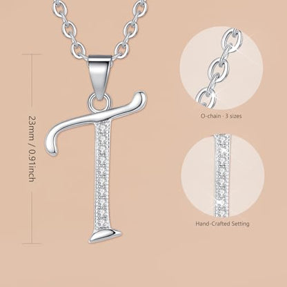 VIKI LYNN Dainty Initial Letter Pendant Necklace for Women | Cubic Zirconia Initial Jewelry, Personalized Letter Necklace, Dainty Women Jewelry, Birthday Gift Idea for Her, Mom and Wife - color: Silver, style: Silver-T