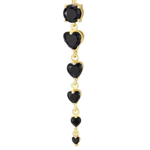 COOLSTEELANDBEYOND Steel Belly Chain Belly Button Ring Body Jewelry Piercing Navel Ring with Long Dangle Cubic Zirconia - color: C-Metal Color: Gold