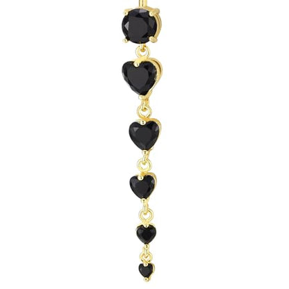 COOLSTEELANDBEYOND Steel Belly Chain Belly Button Ring Body Jewelry Piercing Navel Ring with Long Dangle Cubic Zirconia - color: C-Metal Color: Gold
