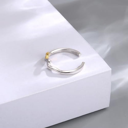 Sariel 925 Sterling Silver Toe Rings for Women Boho Adjustable Mid Finger Rings Summer Vacation Ocean Beach - color: Wave