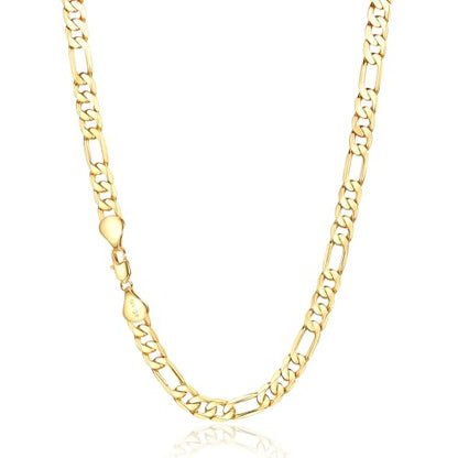7mm Gold Figaro Link Chain Necklace for Men ＆ Women，14K Gold Chain Necklace for Women & Men Chains for Mens Figaro Chains Necklaces,Dainty Jewelry Gifts Size 18/20/ 22/ 24in - size: 24inch