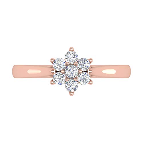 1/4 Carat Flower Shaped Cluster Prong Set Diamond Ring Band 10K Solid Gold - color: Rose Gold