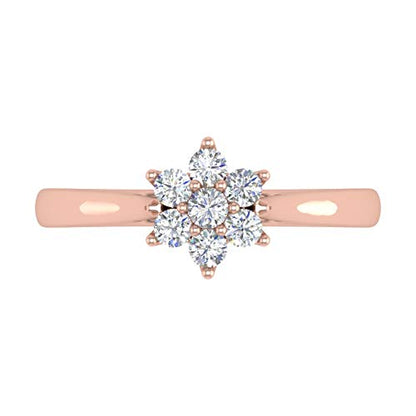 1/4 Carat Flower Shaped Cluster Prong Set Diamond Ring Band 10K Solid Gold - color: Rose Gold