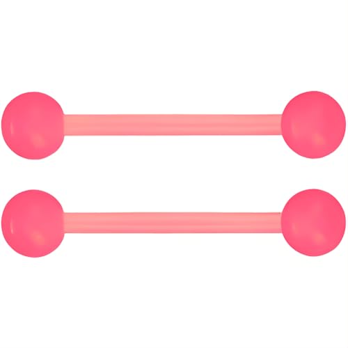 Barbell Piercing Set for Women Men 14 G Hypoallergenic Nipple Piercings Flexible Acrylic Tongue Ring Jewellery Bars Kit Long Stud Cute Body Jewelry 2 pcs Length 16 MM - color: Pink
