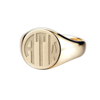 925 Sterling Silver Personalized Monogram Letter Rings for Women Men Custom Pinky Signet Ring - color: Gold