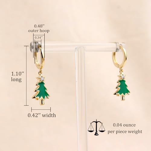Jean Beau Drop Hoop Earrings for Women, Fasion Jewelry Gift - color: Green Trees