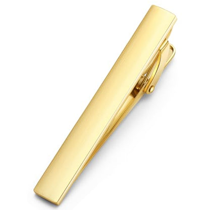 HONEY BEAR 5cm/5.4cm/6cm Mens Tie Clip Bar for Normal Size Steel Business Wedding Gift 1.97"/2.12"/2.36" - style: 6cm Brushed Gold horizontal