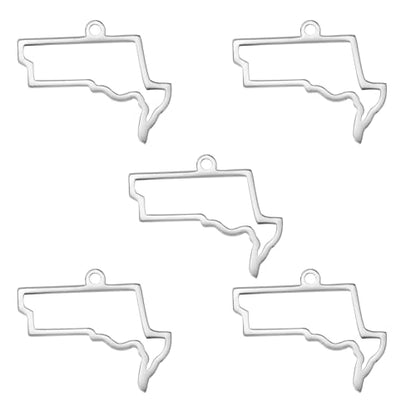 kkjoy 5Pcs Hollow Continents Maps of USA Pendant Charms for Jewelry Making and Crafting, Stainless Steel Mini Charm Craft Supplies Accessories for DIY Bracelet Necklace Earrings - color: Hollow Maryland Map - Silver