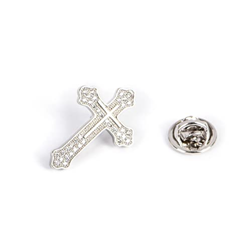 Men's Tie Pins Lapel Pins Brooches Suit Accessories - color: 1pcs cross silver