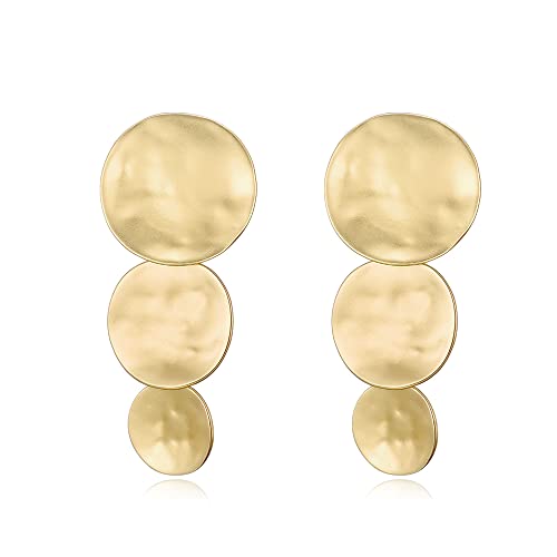Matte Gold Silver Geometry Clip On Earrings for Women Retro Drop Clip Earrings for Women - style: 3 gold discs