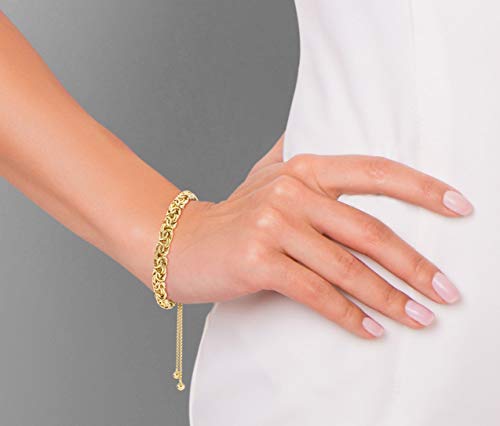 Miabella Italian 925 Sterling Silver, 18K Gold Plated Byzantine Bolo Bracelet for Women, Adjustable Bracelet, Handmade in Italy - style: yellow-gold-plated-silver