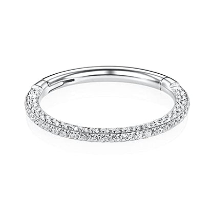GAGABODY Septum Clicker Conch Piercing Jewelry 16 Gauge Earrings Hoop 20g Ring Nose Hoops Surgical Steel Lip Rings with 3 Sides CZ Helix Rook Cartilage Earrings - color: Style11:Silver+3 Sides CZ