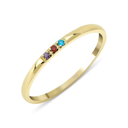 Dainty Multi-Stone Ring, 1-10 selectable Birthstones Ring, Minimalist Ring, Handmade Family Ring, Custom Ring, Personalized Gift, Mothers Day Gift, 14K gold & 925K Silver Ring - style: 3 birthstones