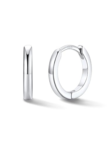 FaithHeart 925 Sterling Silver Post Huggie Hoop Earrings for Women 8-20mm | Silver/Black/Gold/Rose Gold Small Hoop Earrings, Hypoallergenic Lightweight Cartilage Huggie Earrings, Gift Box - color: Silver, size: 10mm