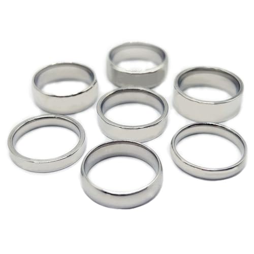 7Pcs Classic Gold Men's Wedding Rings Set,4mm 6mm 8mm Stainless Steel Silver Band Ring for Men Women,18K Gold Plated Band Rings,Comfort Fit Size 6 to 11 - style: Silver 7-piece set