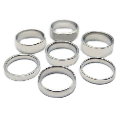 7Pcs Classic Gold Men's Wedding Rings Set,4mm 6mm 8mm Stainless Steel Silver Band Ring for Men Women,18K Gold Plated Band Rings,Comfort Fit Size 6 to 11 - style: Silver 7-piece set