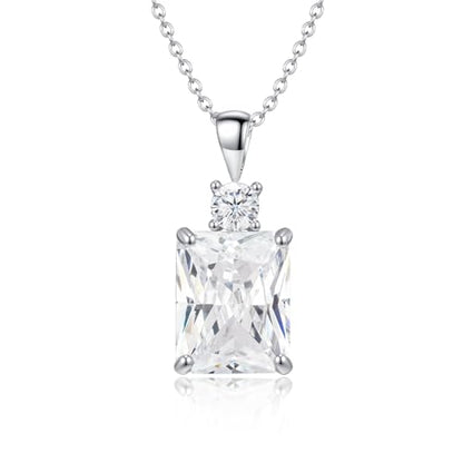 CiNily Rectangular Crystal Necklace for Women Trendy, Pendant Necklace with Chain 14K White Gold | Gold Plated Multicolor Birthstone Pendant Necklaces Boho Jewelry for Christmas Birthday Wedding - color: Silver-White cz