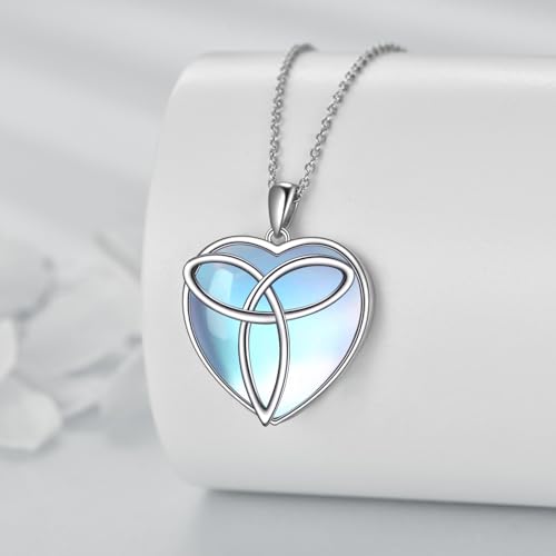 YAFEINI 925 Sterling Silver Moonstone Necklace Filigree Teardrop Pendant Necklace Jewelry for Women Girls - color: W-Moonstone Celtic Trinity Necklace