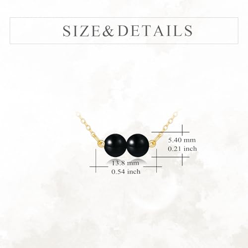 KECHO 14K Real Gold Beads Pendant Necklace Solid Yellow Gold Jewelry Anniversary Birthday Gifts for Women - color: Black Onyx 2