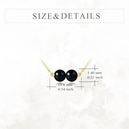 KECHO 14K Real Gold Beads Pendant Necklace Solid Yellow Gold Jewelry Anniversary Birthday Gifts for Women - color: Black Onyx 2