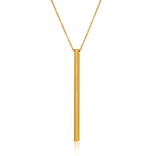 West Coast Jewelry ELYA Women's Polished Long Bar Gold Plated Necklace | This gold-plated necklace delivers a luxurious finish backed by tarnish-resistant steel.