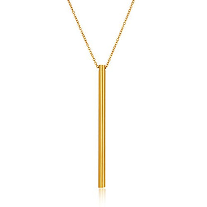 West Coast Jewelry ELYA Women's Polished Long Bar Gold Plated Necklace | This gold-plated necklace delivers a luxurious finish backed by tarnish-resistant steel.