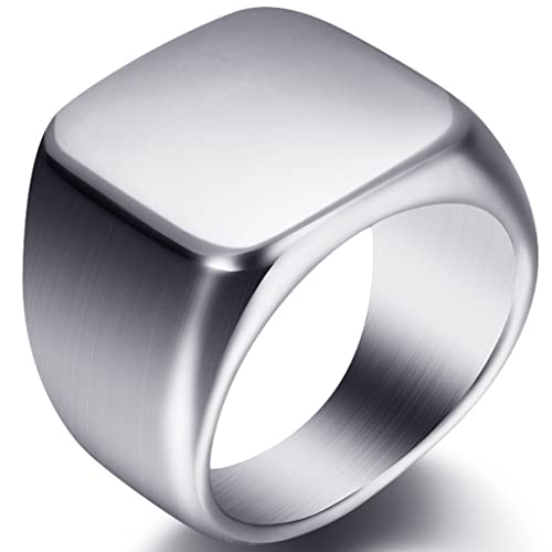 Jude Jewelers Stainless Steel Signet Ring Black Silver Gold Classical Cocktail Husband Father Valentine - color: Silver