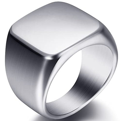 Jude Jewelers Stainless Steel Signet Ring Black Silver Gold Classical Cocktail Husband Father Valentine - color: Silver