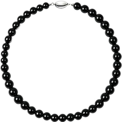 SukAmi 4-10mm Pearl Choker Men Black Pearl Necklace Women Faux Pearl Necklaces 45CM - size: 8mm