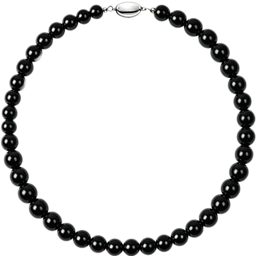 SukAmi 4-10mm Pearl Choker Men Black Pearl Necklace Women Faux Pearl Necklaces 45CM - size: 10mm